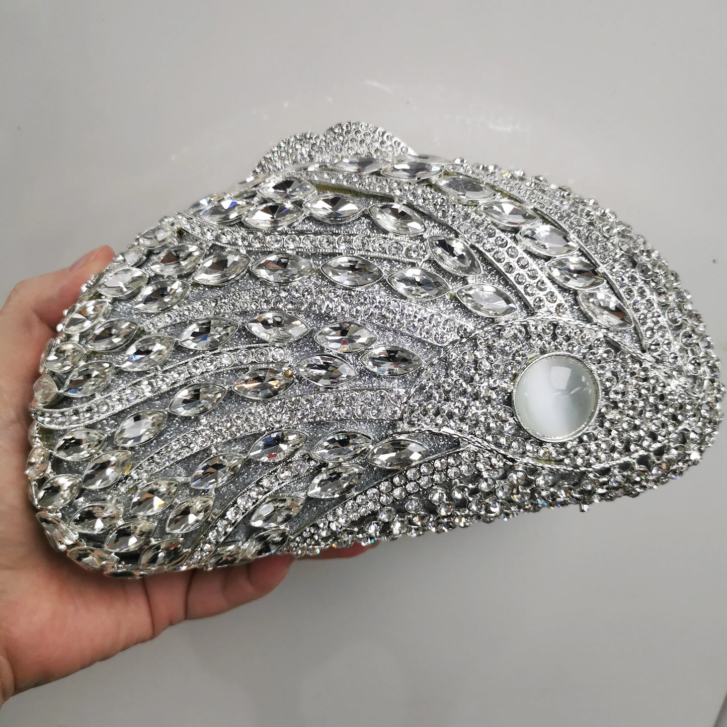 Woman Blue Silver Diamond Cocktail Prom Purse Mouse Animal Shape Bridal Dinner Handbags Crystal Wedding Party Clutch Evening Bag