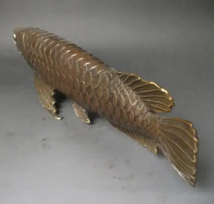 Chinese Antiques Bronze Carved statues ' Fish every year ' Wish Wealth blessings