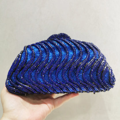 Blue Black Woman Hollow Crystal Party Evening Bag Formal Dinner Gala Stone Female Handbag Wedding Bridal Diamond Elegant Purse