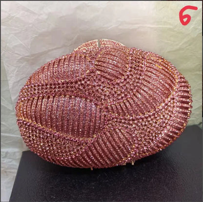 Woman Pink Diamond Hollow Out Evening Purse Wedding Bridal Fashion Dinner Clutch Bag Birthday Party Banquet Crystal Lady Handbag
