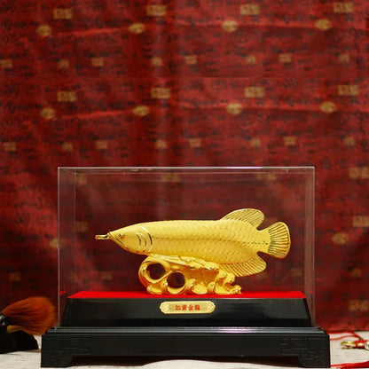 TOP COOL HOME OFFICE company SHOP TOP GIFT Talisman Money Drawing gold-plating Arowana Golden Fish Auspicious FENG SHUI statue