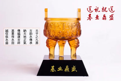 Imitation bronze Coloured glaze treasure tripod wealth that power stable foundation Absorb the righteousness of heaven and earth