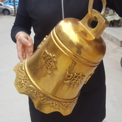 Large - Buddhism Monastery Temple Porch lobby courtyard efficacious Protection talisman golden copper FENG SHUI Big bell