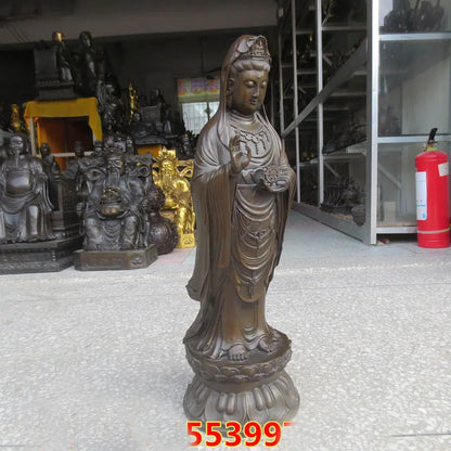 56CM Huge large -HOME SHOP Temple Lobby Safety Health GOOD luck efficacious Protection Lotus Guanyin Buddha bronze statue