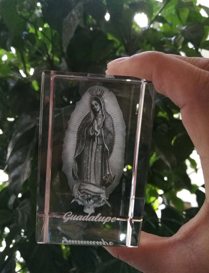 HOT SALE GIFT # HOME ART The Virgin Mary Catholic Our Lady of Guadalupe the Virgin of Guadalupe Figurine 3D Crystal statue