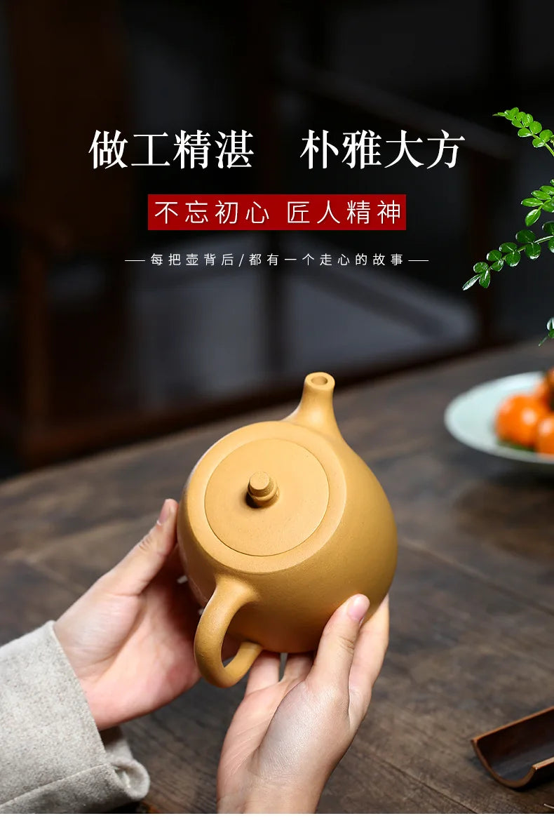 Handmade Handmade Kung-Fu Drinkware, Mud Purple Clay Pot, All Hand-painted Handuo, Large Capacity Teapot, Zisha Yixing, 500ml