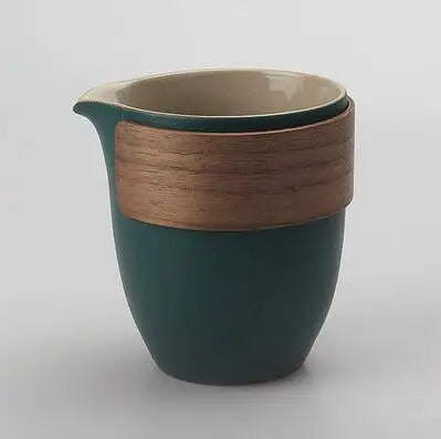 Scald Proof Bamboo Covered Tea Cup, Black Pottery Teacup, Tea Dispenser, Tea Sea Cup, Retro Chinese Creativity, 260ml