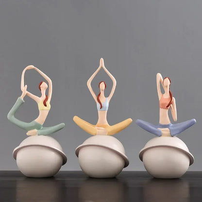 Scandinavian Yoga Girl Sculpture Statue Desk Decoration Nordic Geometric Moon Abstract Ornaments Home Decoration Crafts Gifts