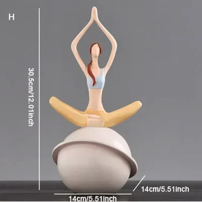 Scandinavian Yoga Girl Sculpture Statue Desk Decoration Nordic Geometric Moon Abstract Ornaments Home Decoration Crafts Gifts