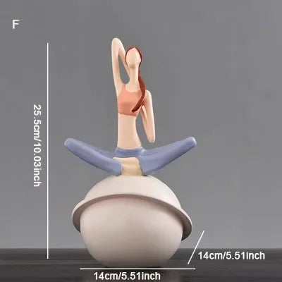Scandinavian Yoga Girl Sculpture Statue Desk Decoration Nordic Geometric Moon Abstract Ornaments Home Decoration Crafts Gifts