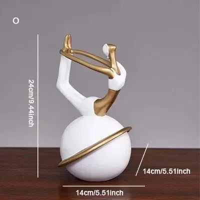Scandinavian Yoga Girl Sculpture Statue Desk Decoration Nordic Geometric Moon Abstract Ornaments Home Decoration Crafts Gifts