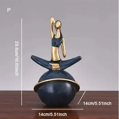 Scandinavian Yoga Girl Sculpture Statue Desk Decoration Nordic Geometric Moon Abstract Ornaments Home Decoration Crafts Gifts