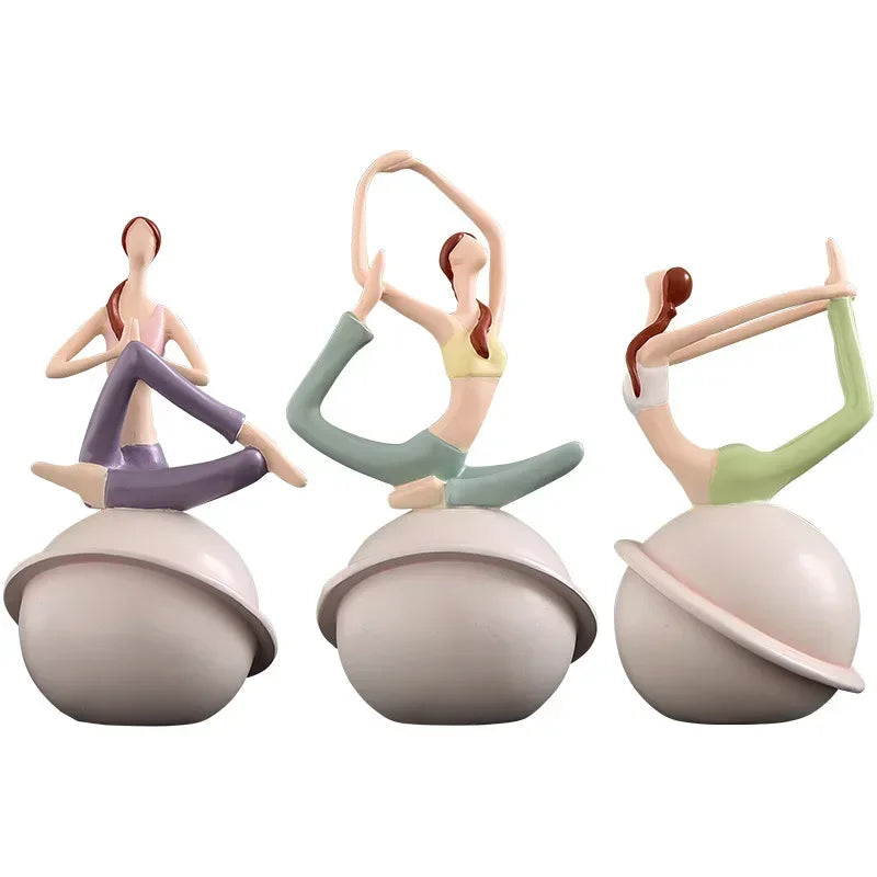 Scandinavian Yoga Girl Sculpture Statue Desk Decoration Nordic Geometric Moon Abstract Ornaments Home Decoration Crafts Gifts