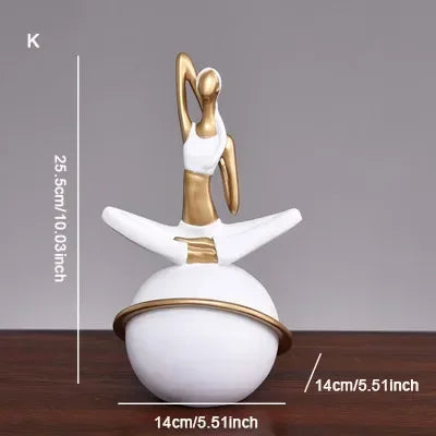 Scandinavian Yoga Girl Sculpture Statue Desk Decoration Nordic Geometric Moon Abstract Ornaments Home Decoration Crafts Gifts