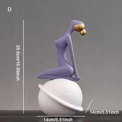 Scandinavian Yoga Girl Sculpture Statue Desk Decoration Nordic Geometric Moon Abstract Ornaments Home Decoration Crafts Gifts