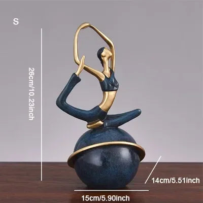 Scandinavian Yoga Girl Sculpture Statue Desk Decoration Nordic Geometric Moon Abstract Ornaments Home Decoration Crafts Gifts