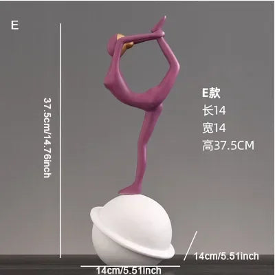 Scandinavian Yoga Girl Sculpture Statue Desk Decoration Nordic Geometric Moon Abstract Ornaments Home Decoration Crafts Gifts