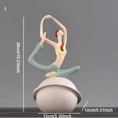 Scandinavian Yoga Girl Sculpture Statue Desk Decoration Nordic Geometric Moon Abstract Ornaments Home Decoration Crafts Gifts