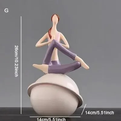 Scandinavian Yoga Girl Sculpture Statue Desk Decoration Nordic Geometric Moon Abstract Ornaments Home Decoration Crafts Gifts