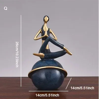 Scandinavian Yoga Girl Sculpture Statue Desk Decoration Nordic Geometric Moon Abstract Ornaments Home Decoration Crafts Gifts