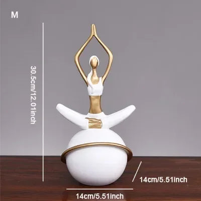 Scandinavian Yoga Girl Sculpture Statue Desk Decoration Nordic Geometric Moon Abstract Ornaments Home Decoration Crafts Gifts
