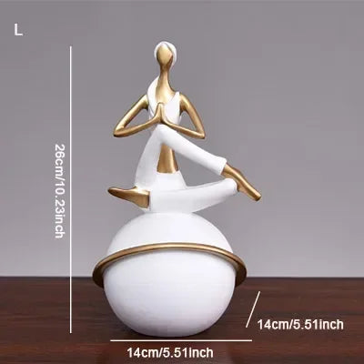 Scandinavian Yoga Girl Sculpture Statue Desk Decoration Nordic Geometric Moon Abstract Ornaments Home Decoration Crafts Gifts