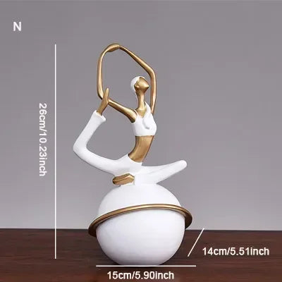Scandinavian Yoga Girl Sculpture Statue Desk Decoration Nordic Geometric Moon Abstract Ornaments Home Decoration Crafts Gifts