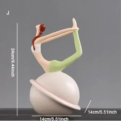 Scandinavian Yoga Girl Sculpture Statue Desk Decoration Nordic Geometric Moon Abstract Ornaments Home Decoration Crafts Gifts