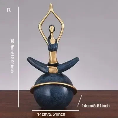 Scandinavian Yoga Girl Sculpture Statue Desk Decoration Nordic Geometric Moon Abstract Ornaments Home Decoration Crafts Gifts