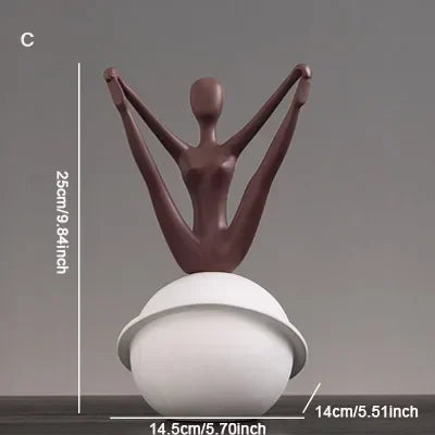 Scandinavian Yoga Girl Sculpture Statue Desk Decoration Nordic Geometric Moon Abstract Ornaments Home Decoration Crafts Gifts