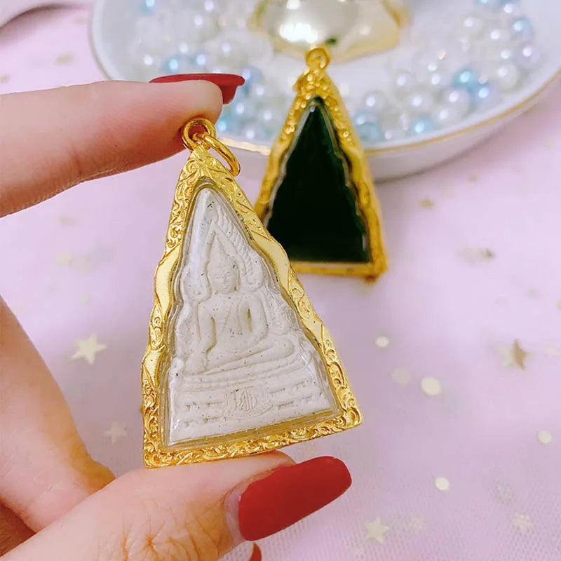 Southeast Asia Thailand Temple Buddhist pocket talisman safety healthy GOOD LUCK Prosperity Sakyamuni Buddha card Pendant Amulet