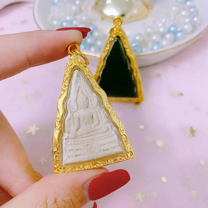 Southeast Asia Thailand Temple Buddhist pocket talisman safety healthy GOOD LUCK Prosperity Sakyamuni Buddha card Pendant Amulet