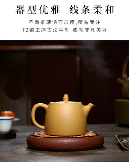Handmade Handmade Kung-Fu Drinkware, Mud Purple Clay Pot, All Hand-painted Handuo, Large Capacity Teapot, Zisha Yixing, 500ml