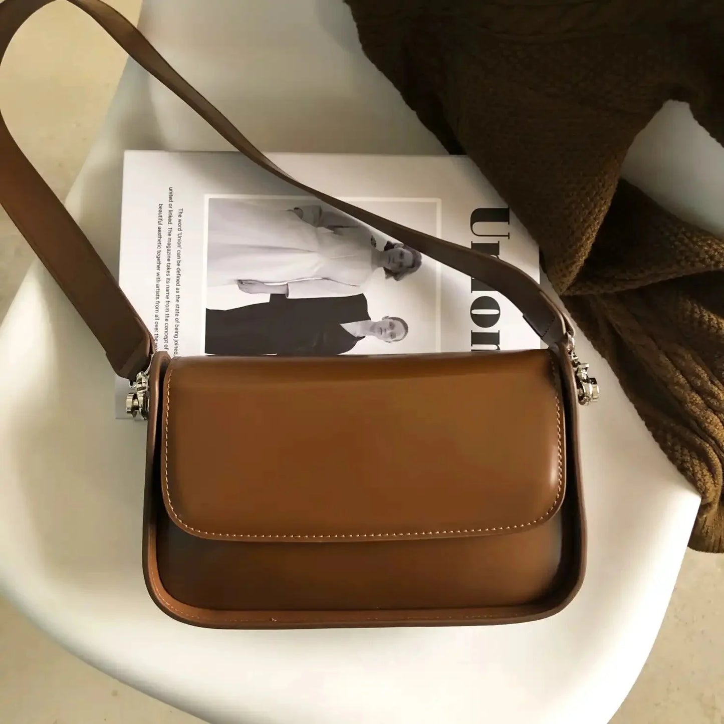 Genuine leather designer crossbody women's new popular retro versatile shoulder bag
