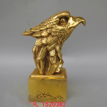 large-Bring in wealth and treasure # office home shop business Money Drawing Mascot# Arabia Eagle FENG SHUI Brass statue