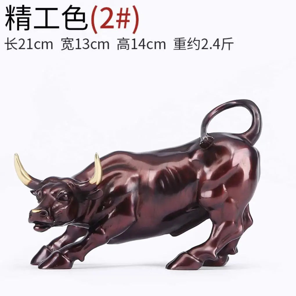 TOP GOOD LUCK Charging Bull Wall Street Bronze Bull statue home Company thriving business Money bring good luck Sculpture