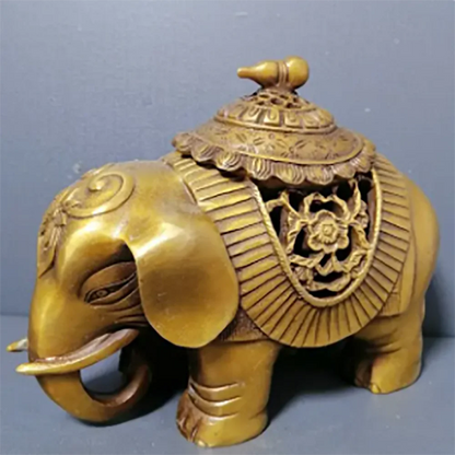 Elephant Decorative Statue Elephant Incense Burner Buddhist Animal Incense Burner Brass Craft Home Decorations