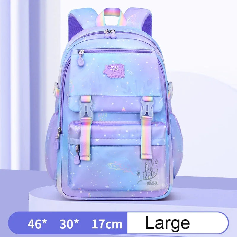 School Backpacks Girl Primary School Bag For Kids Gradient Orthopedic Waterproof Backpacks Children Large Capacity Space Bags
