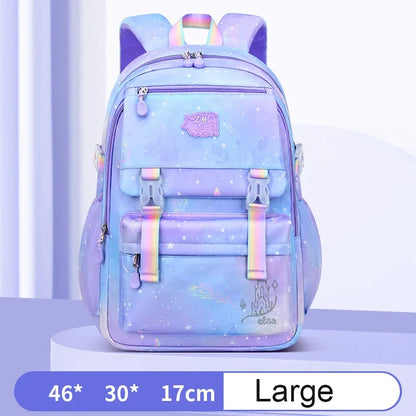 School Backpacks Girl Primary School Bag For Kids Gradient Orthopedic Waterproof Backpacks Children Large Capacity Space Bags