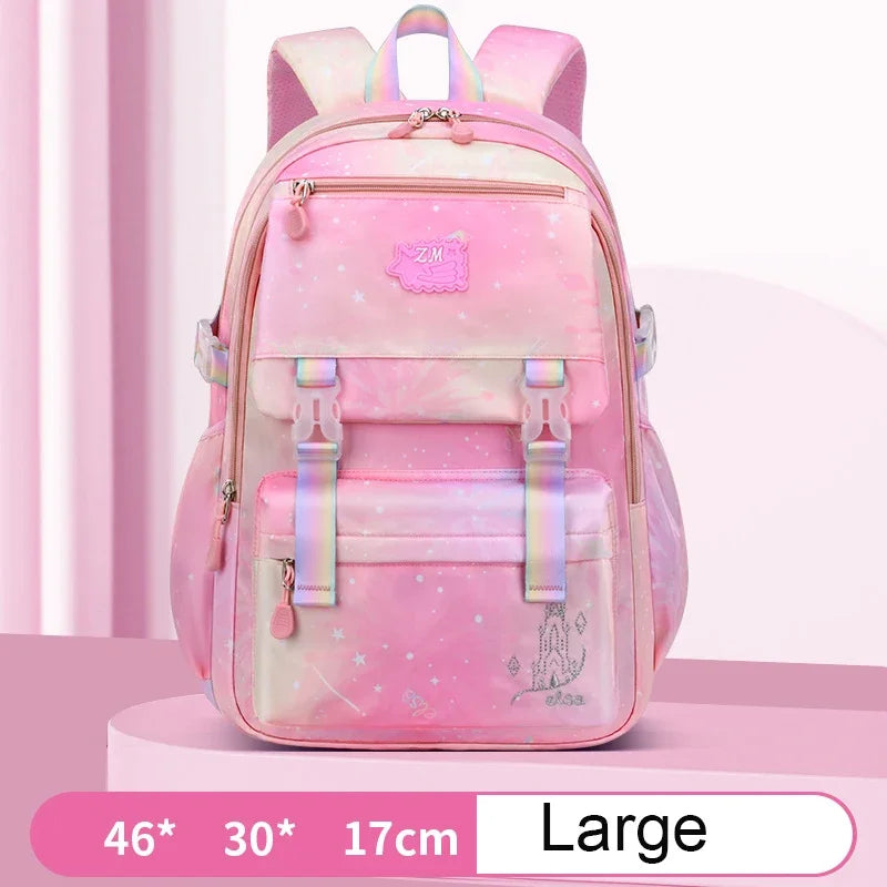 School Backpacks Girl Primary School Bag For Kids Gradient Orthopedic Waterproof Backpacks Children Large Capacity Space Bags