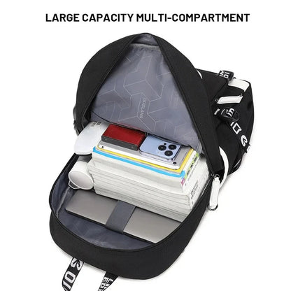 School Bag Heat Transfer Backpack Trend Male High School Students Light Backpack Fashion Large Capacity Leisure Backpack