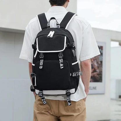 School Bag Heat Transfer Backpack Trend Male High School Students Light Backpack Fashion Large Capacity Leisure Backpack