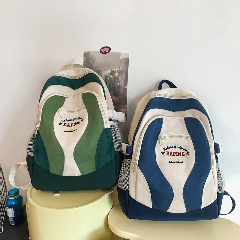 School Bags Panelled 2023 New Backpack Fashion Luxury Unisex Laptop Large Capacity Cool For Teenage Girls Women Embroidery