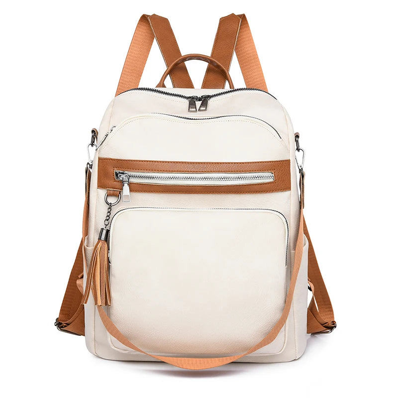 School Bags Travel Bagpack Ladies Bookbag High Quality Leather Backpack Women Large Capacity Backpack Purses Female Vintage Bag