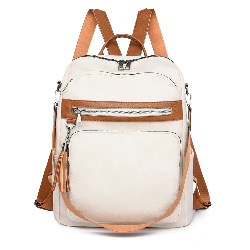 School Bags Travel Bagpack Ladies Bookbag High Quality Leather Backpack Women Large Capacity Backpack Purses Female Vintage Bag