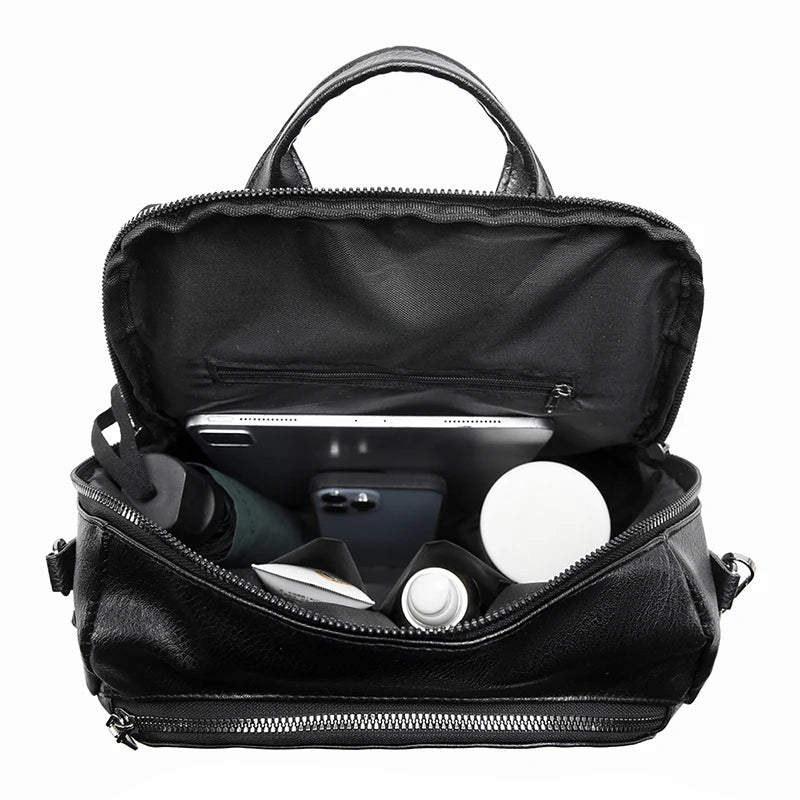 School Bags Travel Bagpack Ladies Bookbag High Quality Leather Backpack Women Large Capacity Backpack Purses Female Vintage Bag