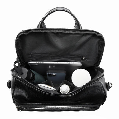 School Bags Travel Bagpack Ladies Bookbag High Quality Leather Backpack Women Large Capacity Backpack Purses Female Vintage Bag