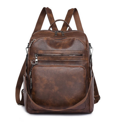 School Bags Travel Bagpack Ladies Bookbag High Quality Leather Backpack Women Large Capacity Backpack Purses Female Vintage Bag