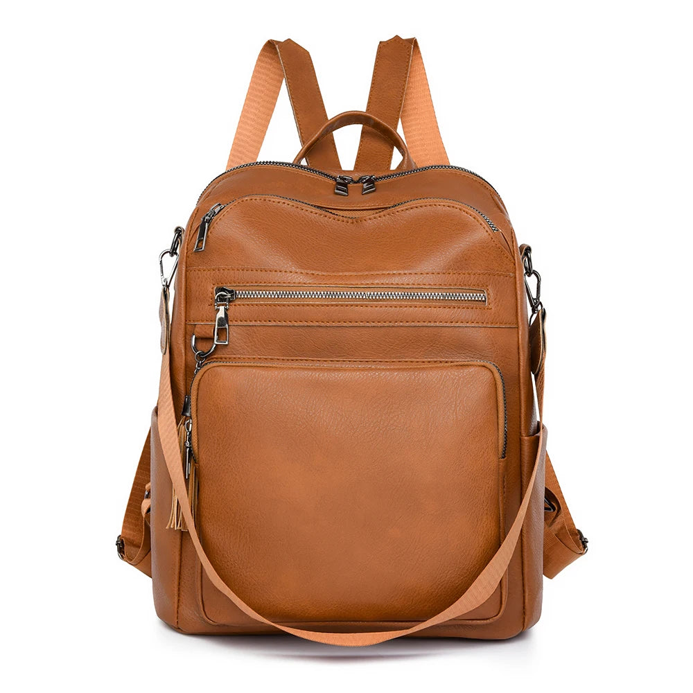 School Bags Travel Bagpack Ladies Bookbag High Quality Leather Backpack Women Large Capacity Backpack Purses Female Vintage Bag