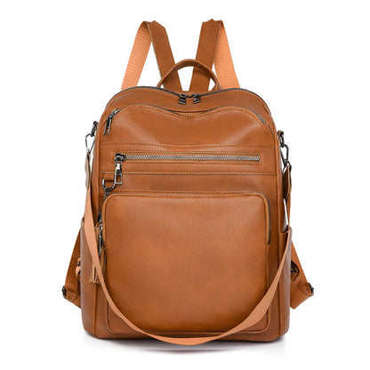School Bags Travel Bagpack Ladies Bookbag High Quality Leather Backpack Women Large Capacity Backpack Purses Female Vintage Bag
